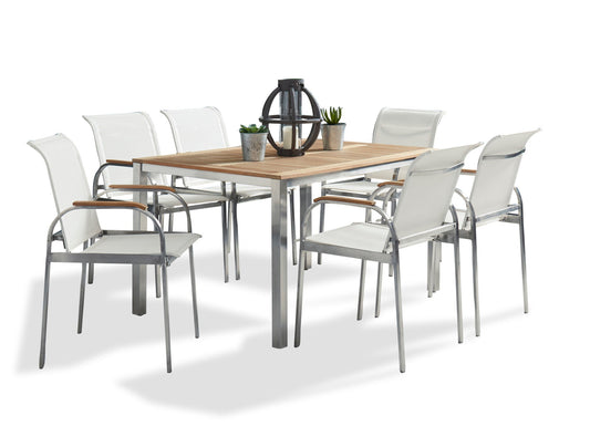 Aruba Off-White 7 Piece Outdoor Dining Set