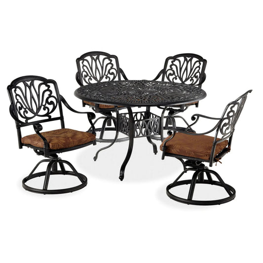 Capri Charcoal 5 Piece Outdoor Dining Set with Swivel Chairs