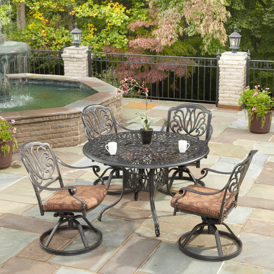 Capri Charcoal 5 Piece Outdoor Dining Set with Swivel Chairs