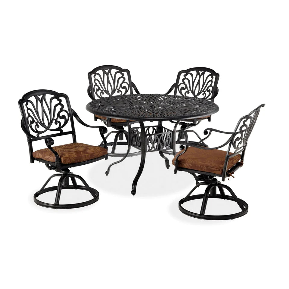 Capri Charcoal 5 Piece Outdoor Dining Set with Swivel Chairs