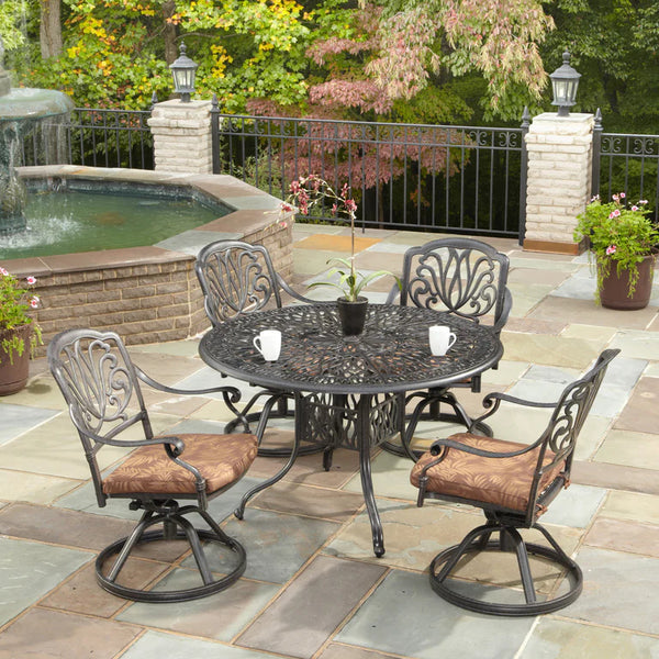 Capri Charcoal 5 Piece Outdoor Dining Set with Swivel Chairs