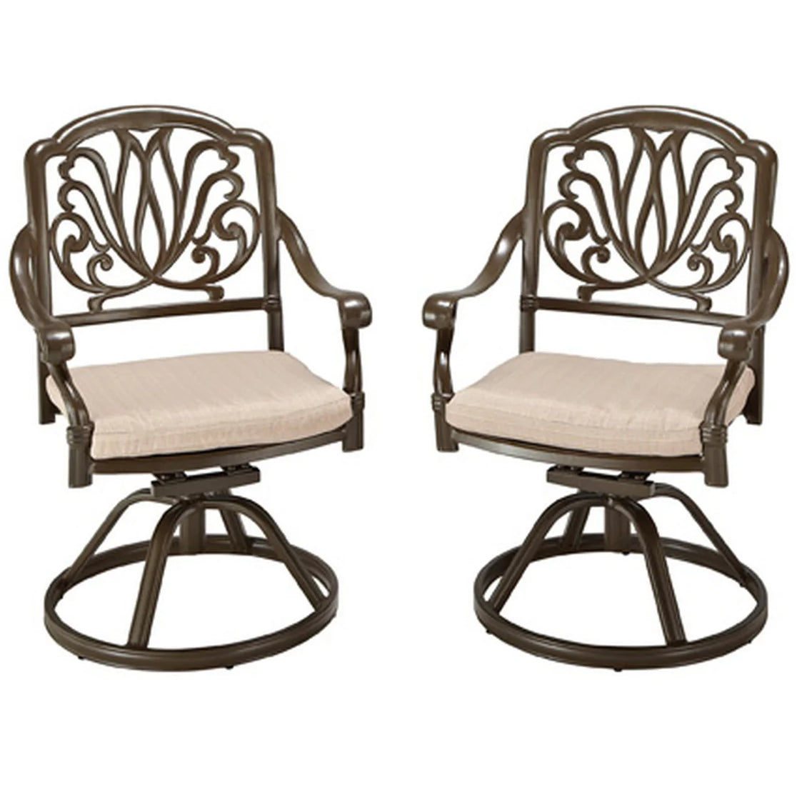 Capri Taupe 5 Piece Outdoor Dining Set with Swivel Chairs - 48W Table