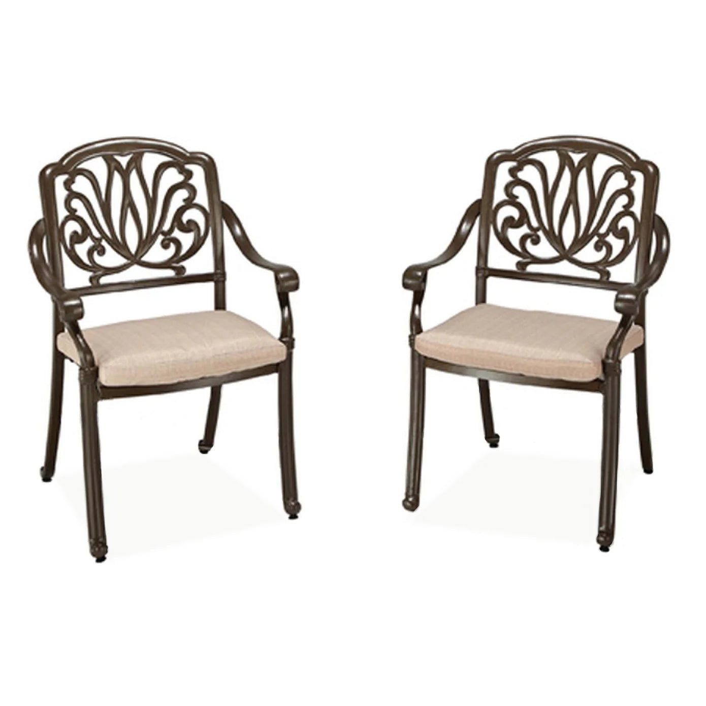 Capri Taupe 5 Piece Outdoor Dining Set with Arm Chairs - 42W Table