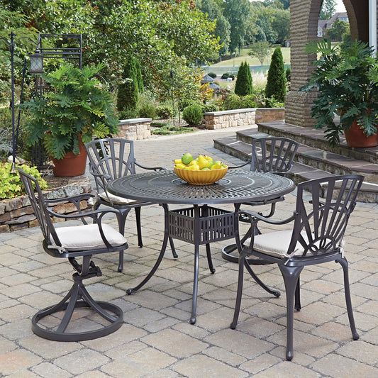 Grenada Khaki Gray 5 Pc Outdoor Dining Set with Cushions - 48W Table