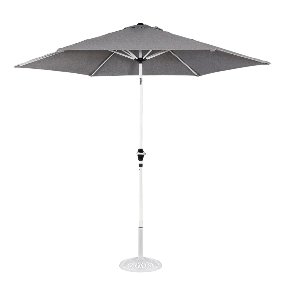 Capri White 6 Piece Outdoor Dining Set with Umbrella - 42W Table