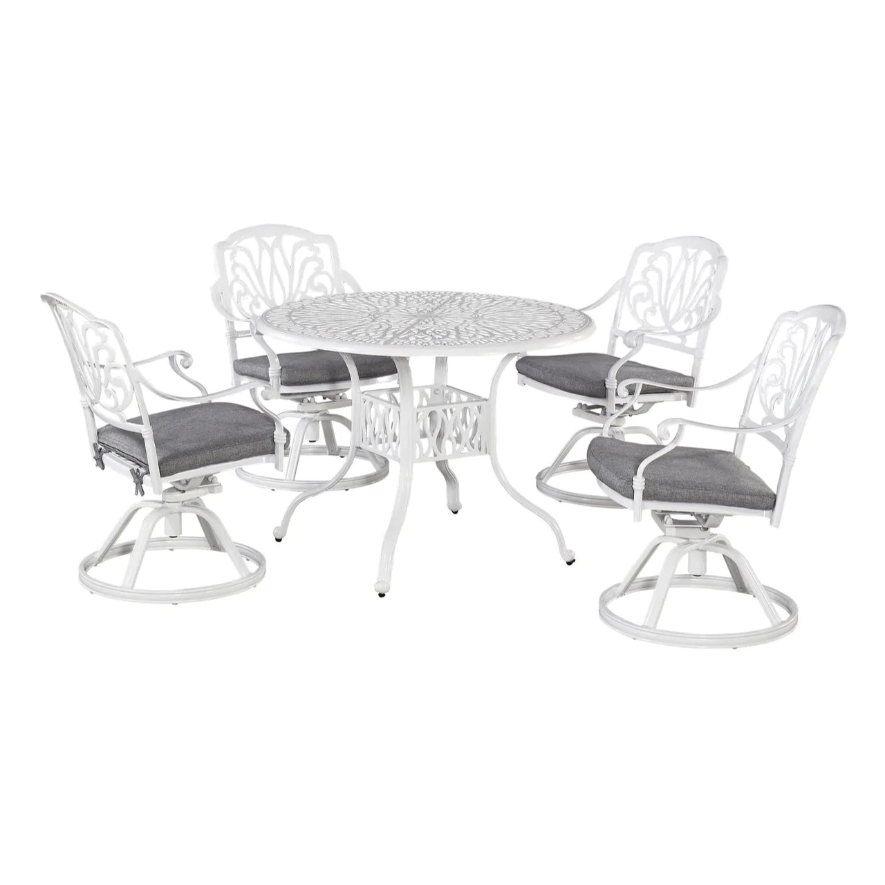 Capri White 5 Piece Outdoor Dining Set with Swivel Chairs