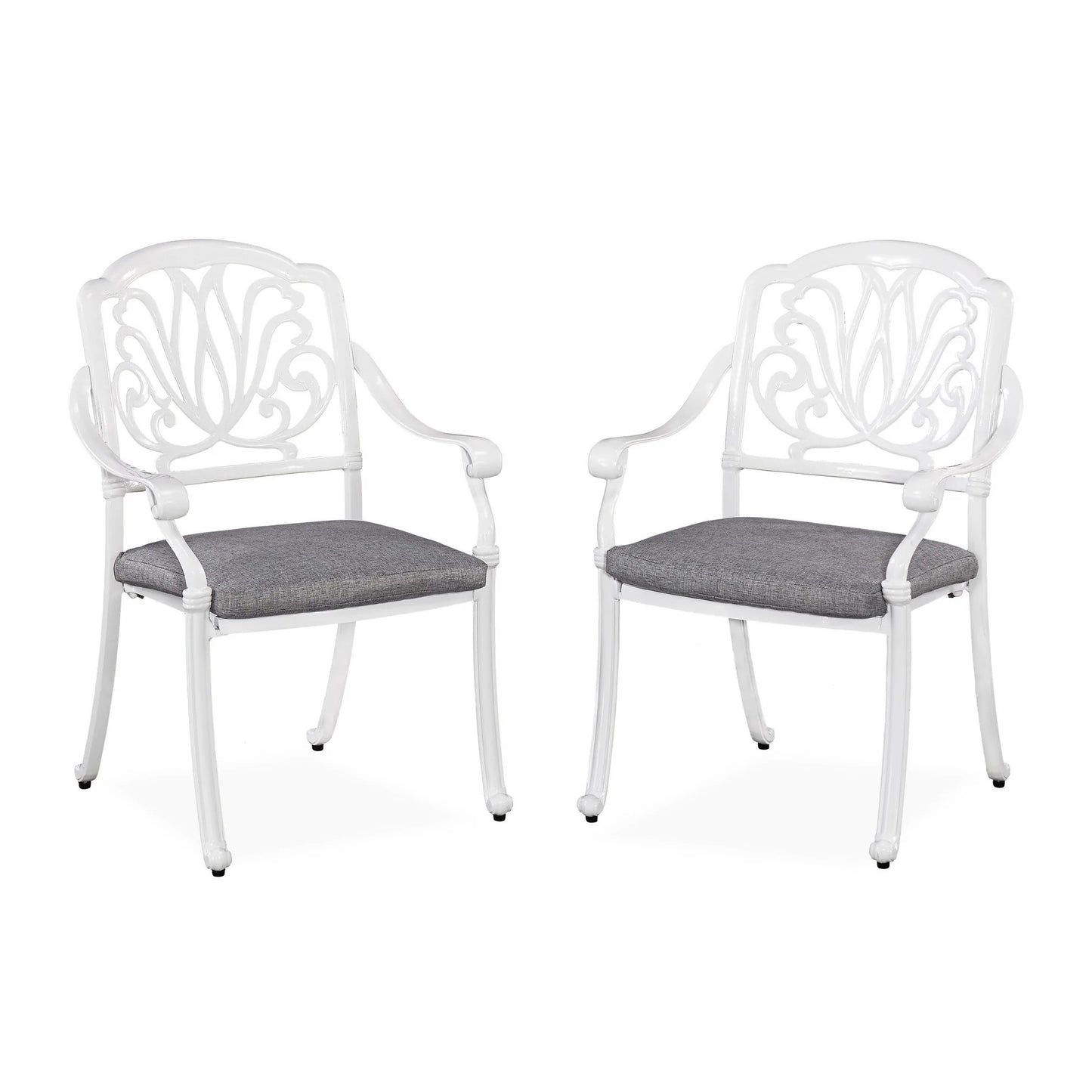 Capri White 5 Piece Outdoor Dining Set with Arm Chairs