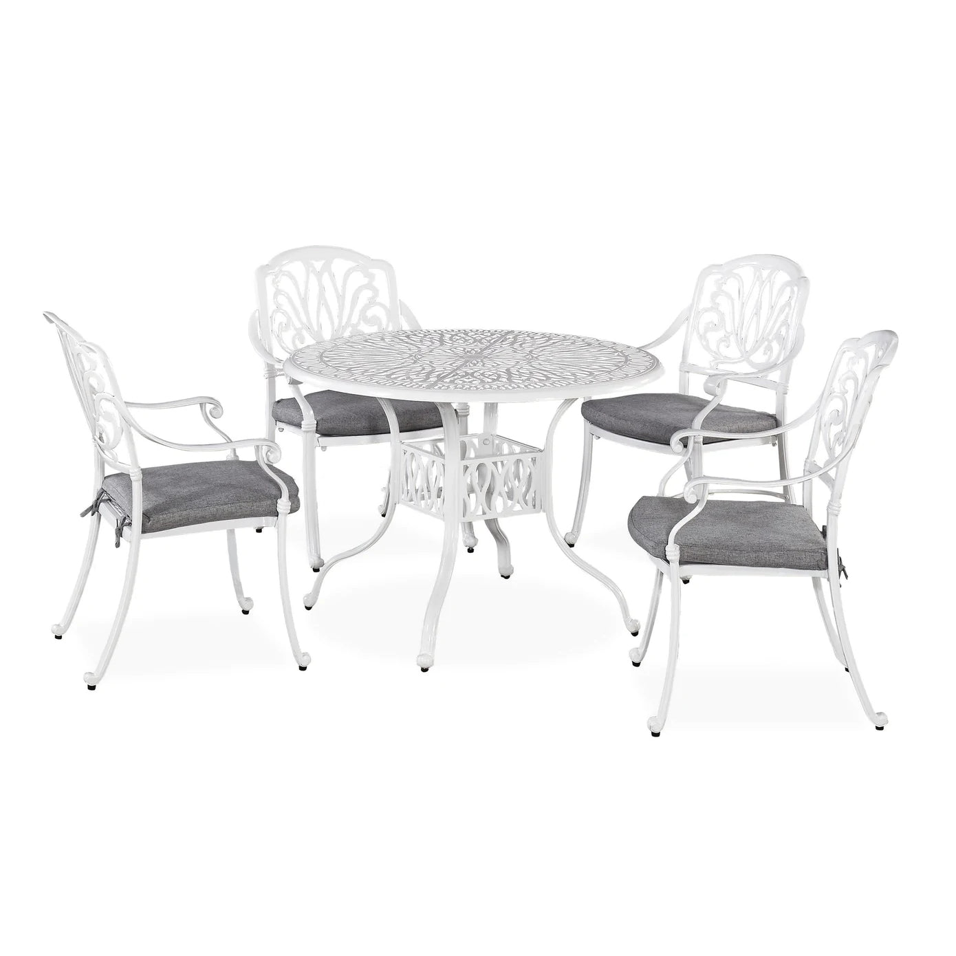 Capri White 5 Piece Outdoor Dining Set with Arm Chairs