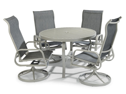 Captiva Gray 5 Piece Outdoor Dining Set with Swivel Chairs - 42W Table