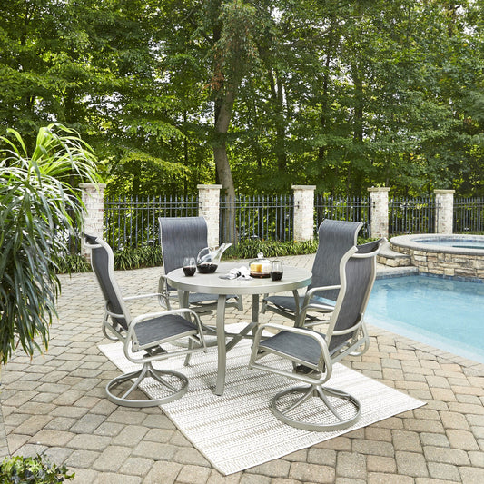 Captiva Gray 5 Piece Outdoor Dining Set with Swivel Chairs - 42W Table