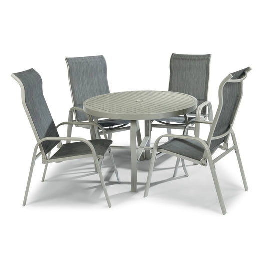 Captiva Gray 5 Piece Outdoor Dining Set with Arm Chairs - 42W Table