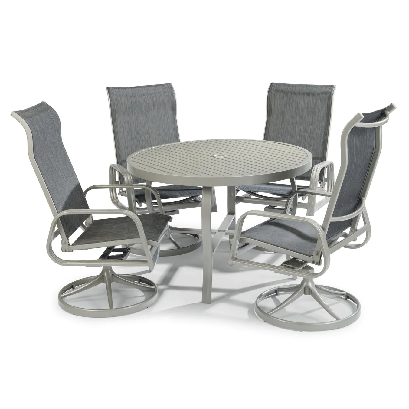 Captiva Gray 5 Piece Outdoor Dining Set with Swivel Chairs - 48W Table