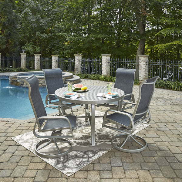 Captiva Gray 5 Piece Outdoor Dining Set with Swivel Chairs - 48W Table