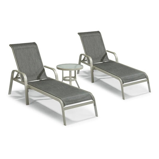 Captiva Gray Outdoor Chaise Lounge Set with Side Table