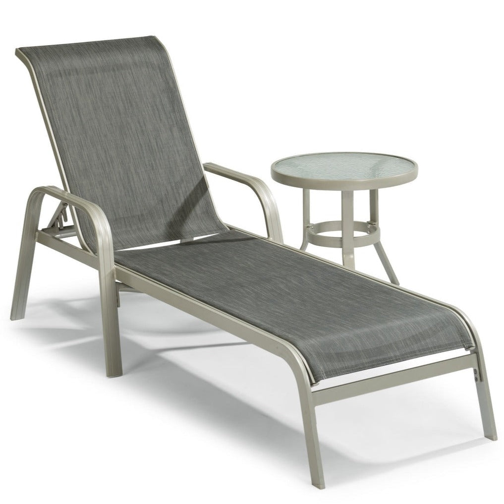 Captiva Gray Outdoor Chaise Lounge with Side Table