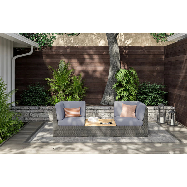 Boca Raton Brown Outdoor Chair Pair and Coffee Table - Gray Cushion