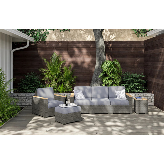 Boca Raton Brown Outdoor Sofa, Arm Chair, Ottoman and Side Table