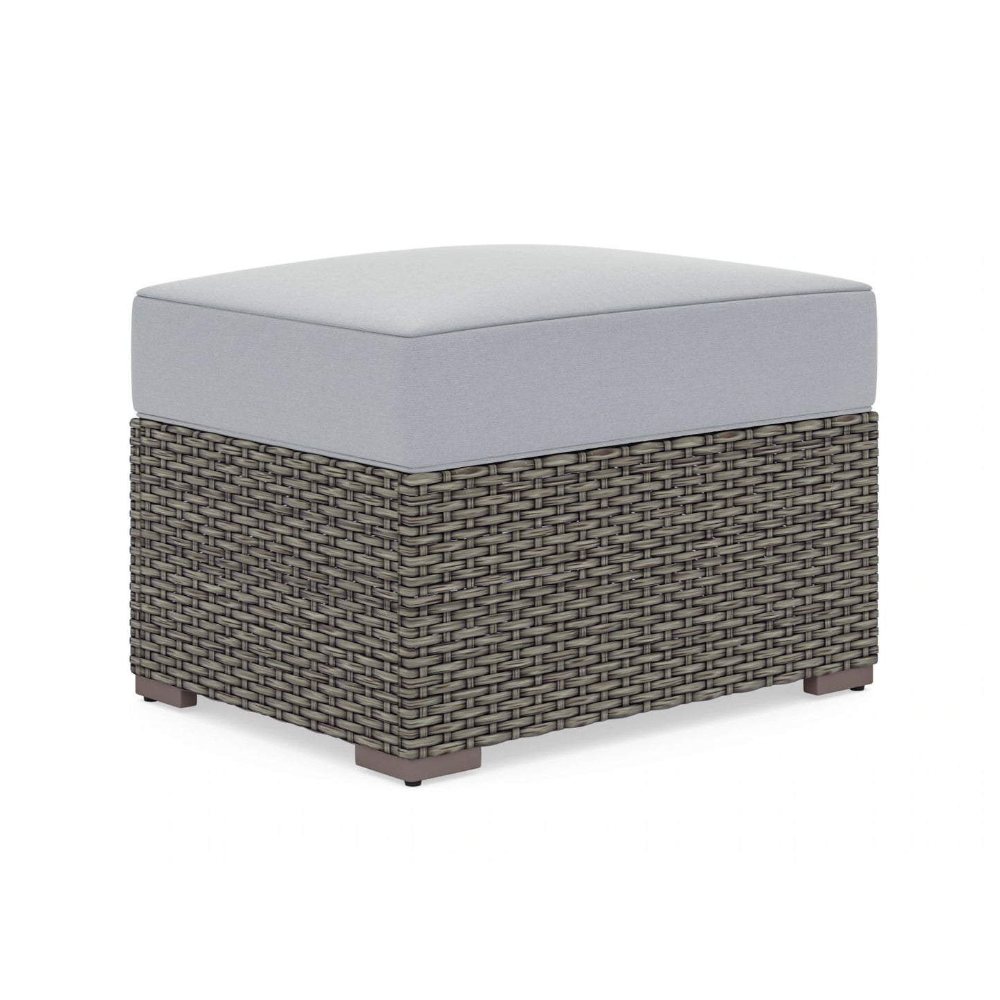 Boca Raton Brown Outdoor 4 Seat Sectional, Ottoman and Side Table - Gray Cushion