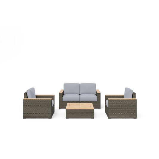 Boca Raton Brown Outdoor Loveseat Set - Gray Cushion