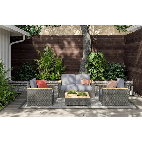 Boca Raton Brown Outdoor Loveseat Set - Gray Cushion