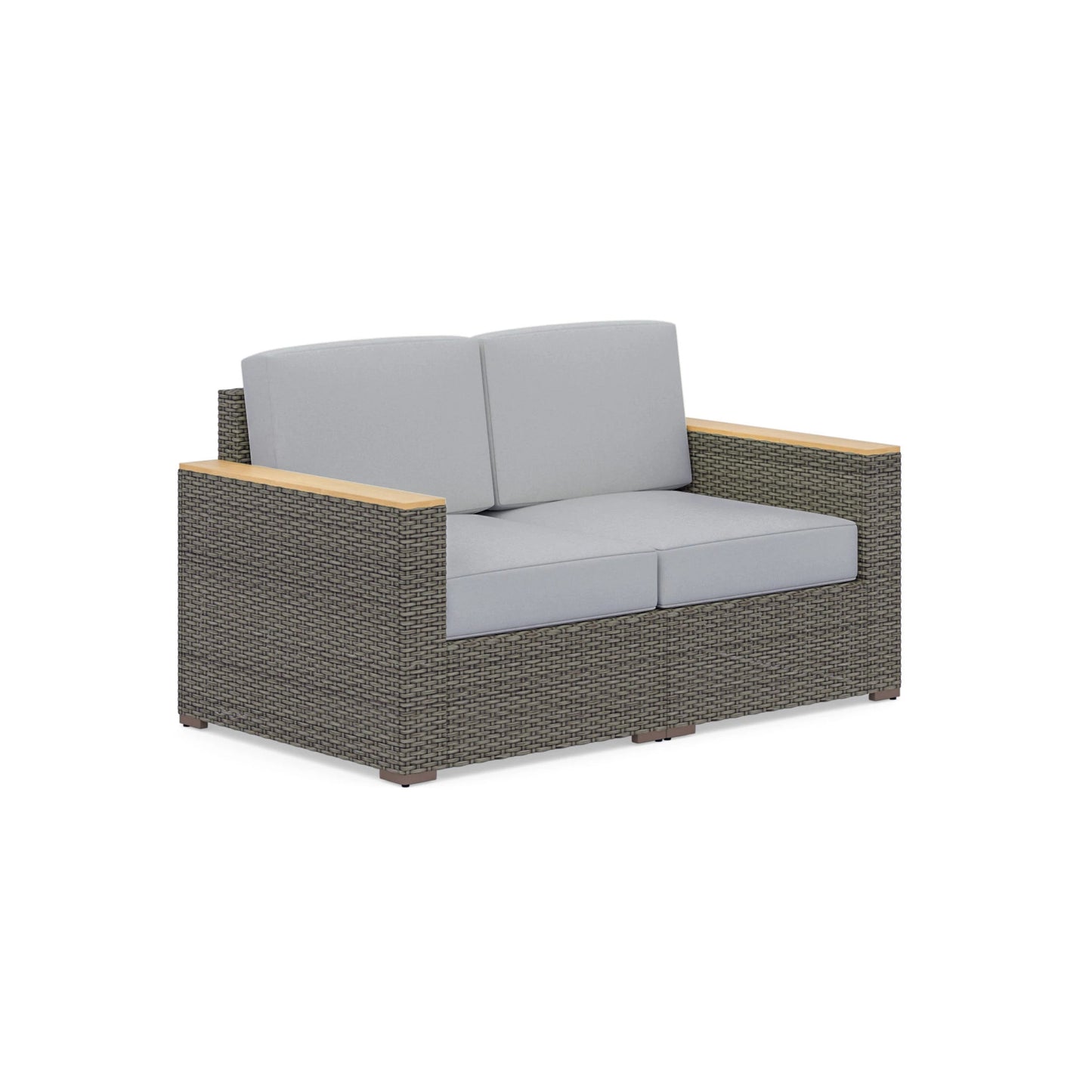 Boca Raton Brown Outdoor Loveseat Set - Gray Cushion