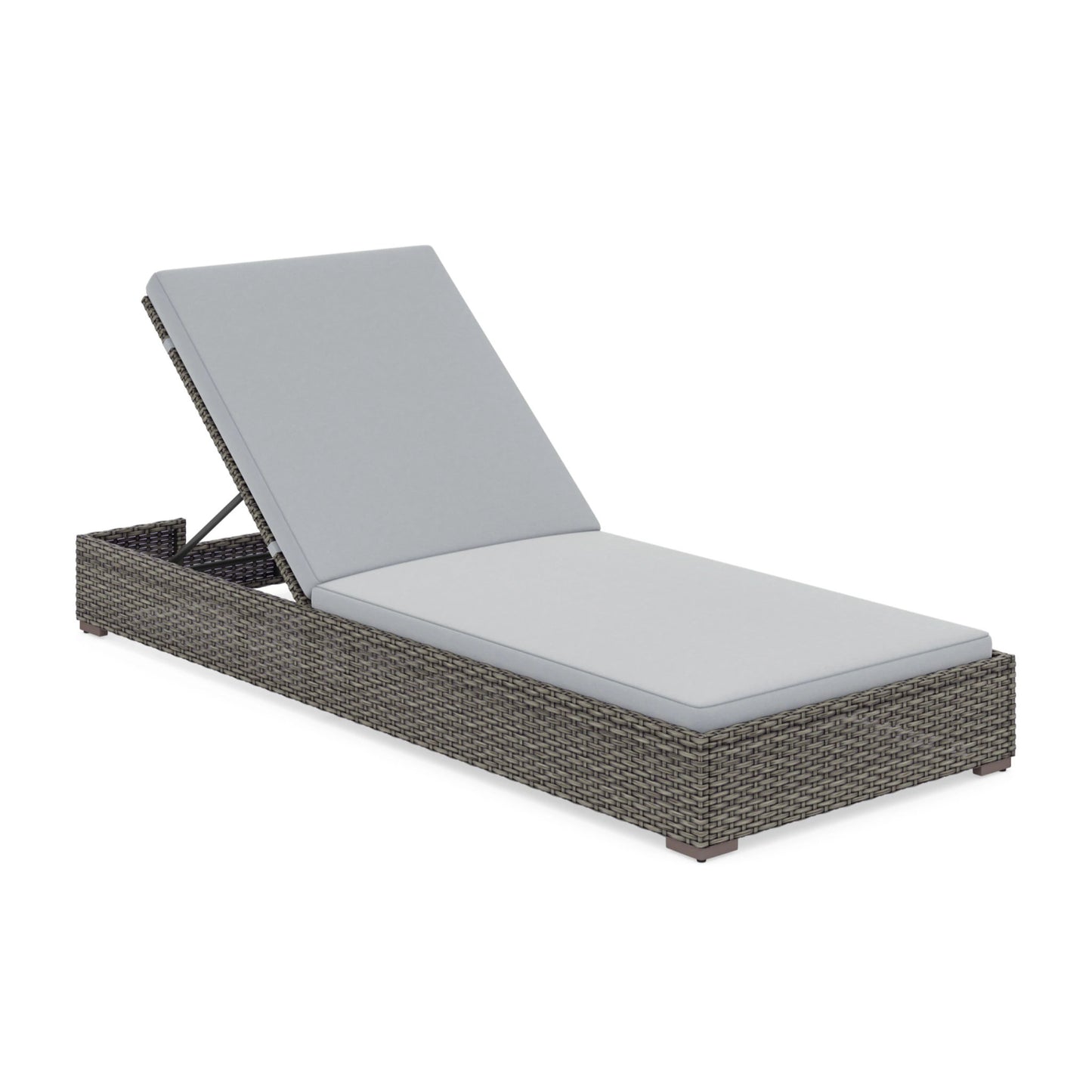 Boca Raton Brown Outdoor Chaise Lounge Pair and Side Table - Gray Cushion