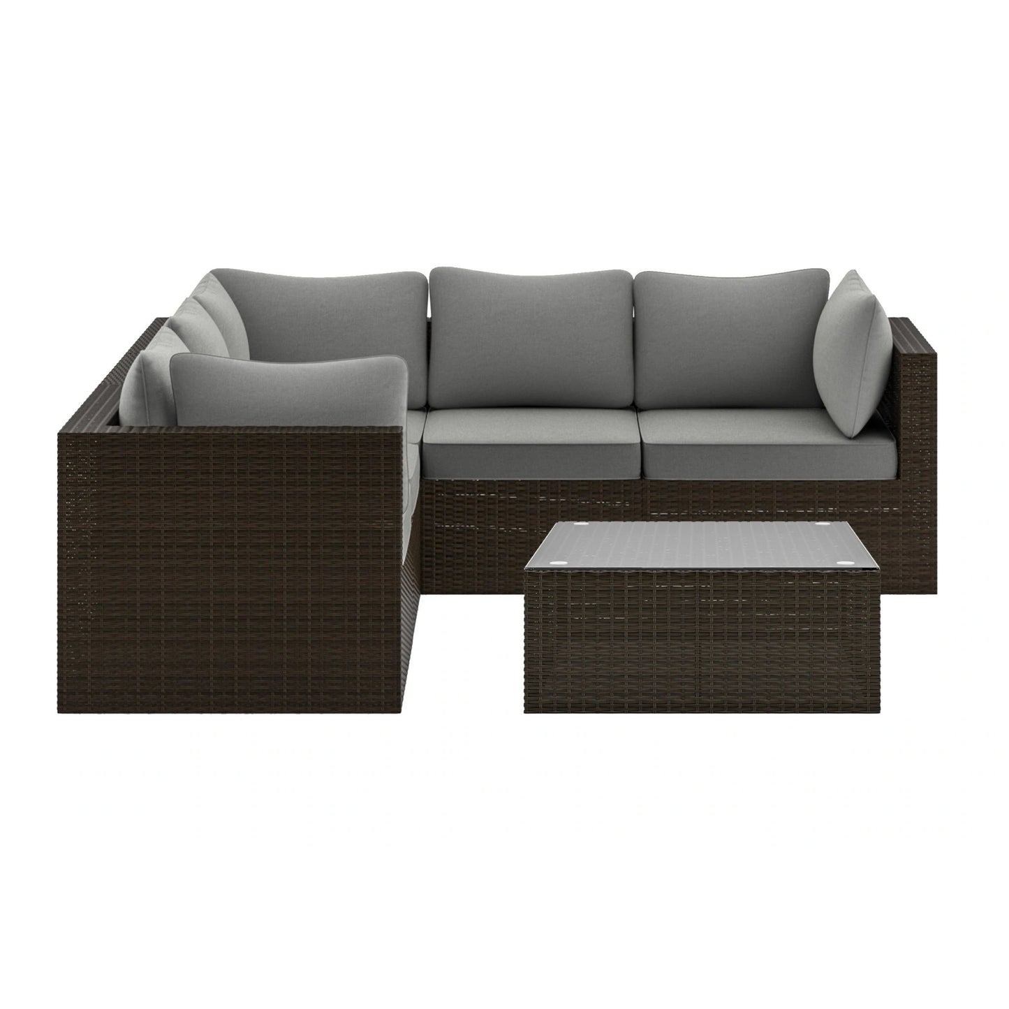 Cape Shores Brown Sectional and Table Set - Gray Cushion