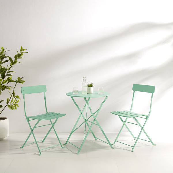 Karlee 3Pc Indoor/Outdoor Metal Bistro Set Mint - Bistro Table & 2 Chairs