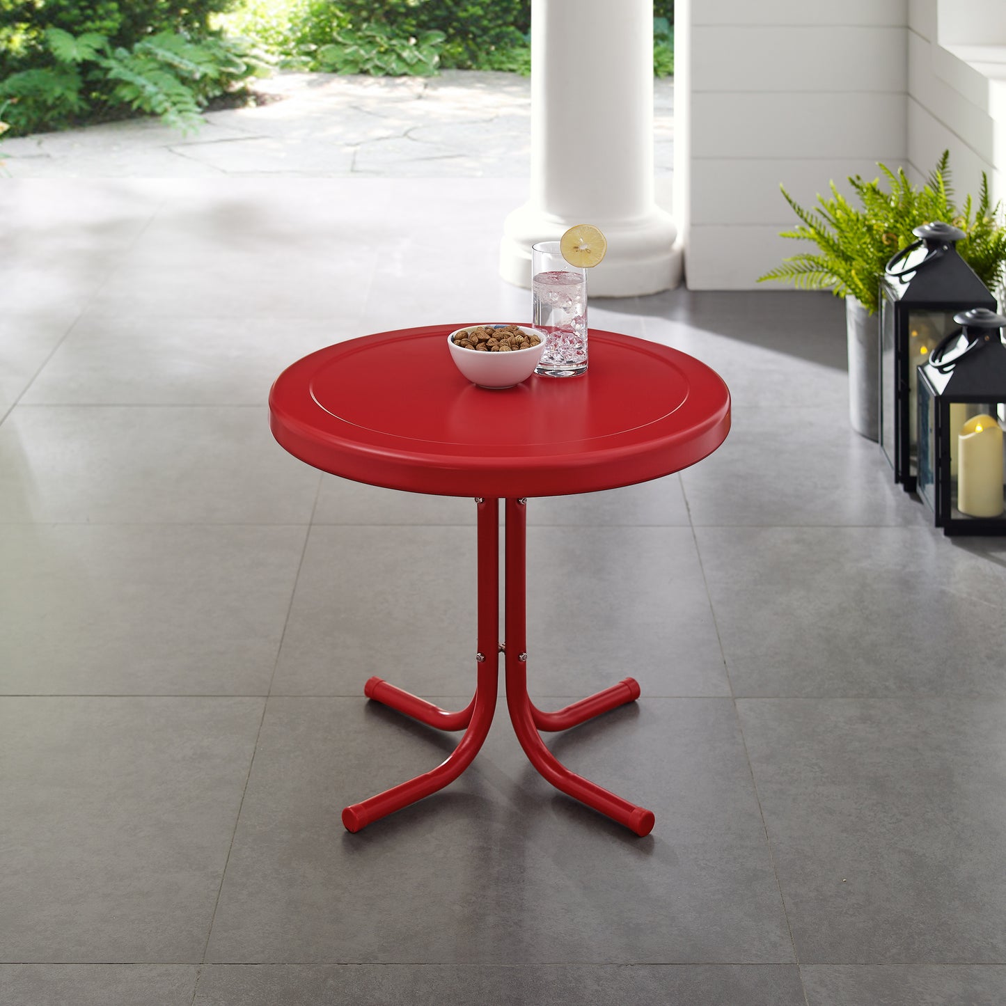 Griffith Outdoor Metal Side Table Bright Red Gloss