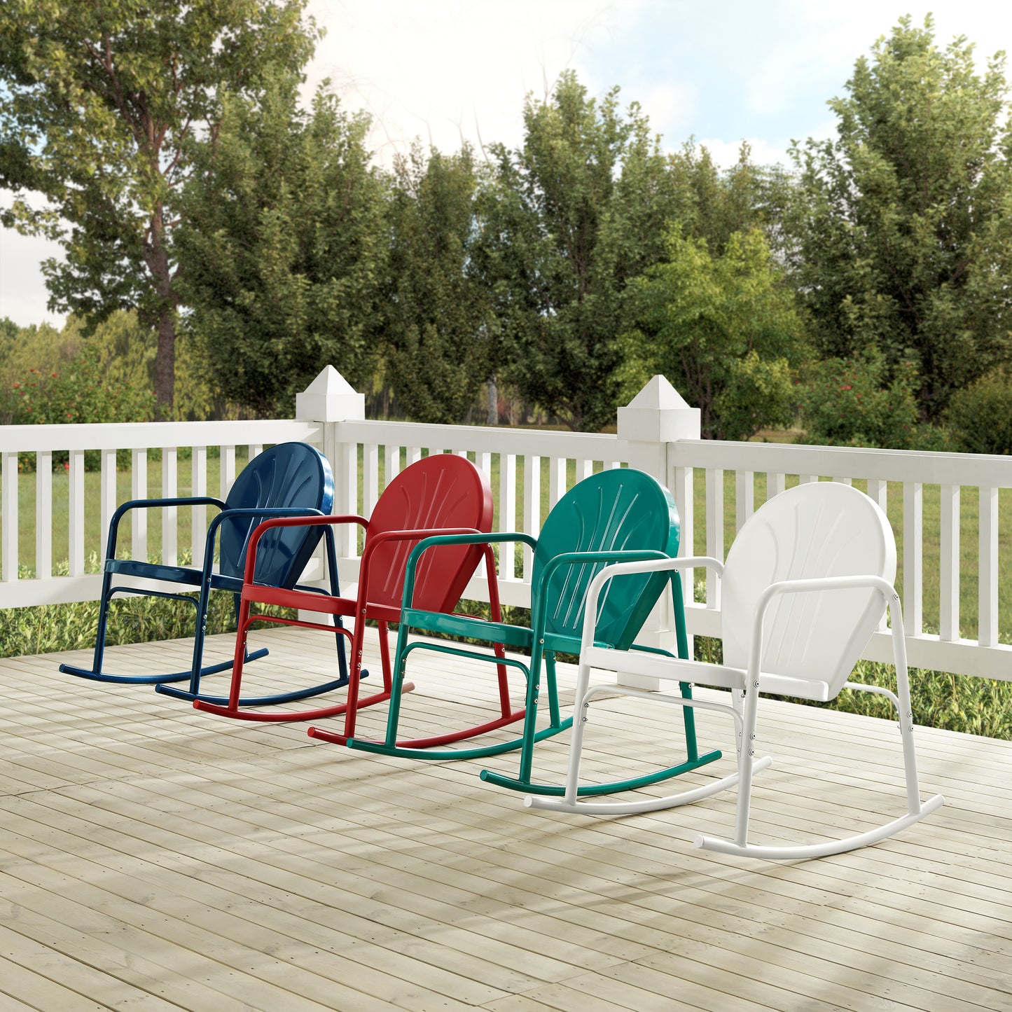 Griffith 2Pc Outdoor Metal Rocking Chair Set White Gloss - 2 Rocking Chairs