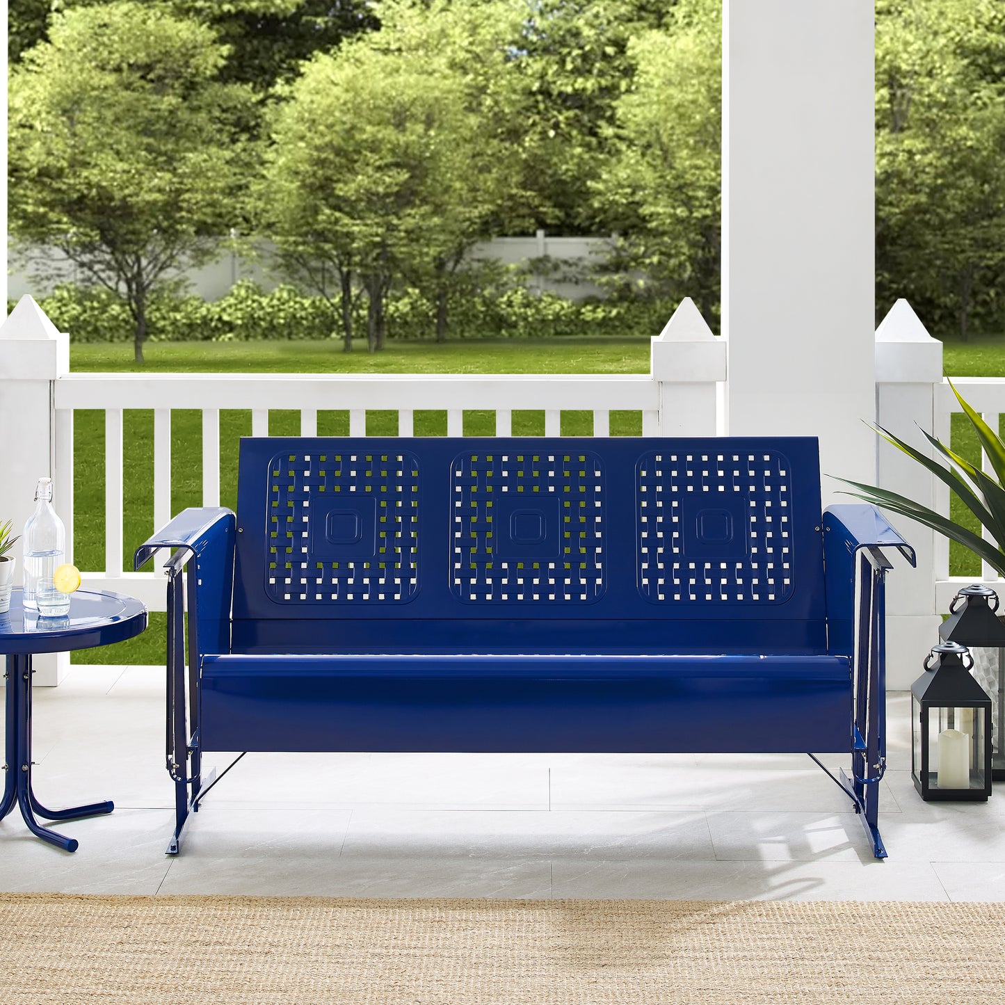 Bates Outdoor Metal Sofa Glider Navy