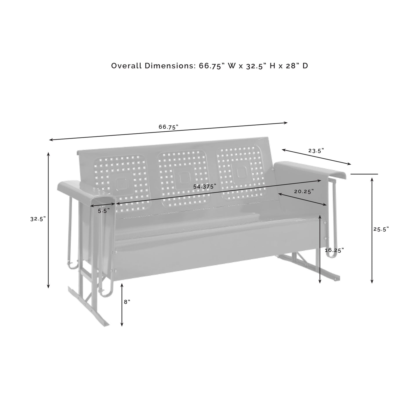 Bates Outdoor Metal Sofa Glider Navy