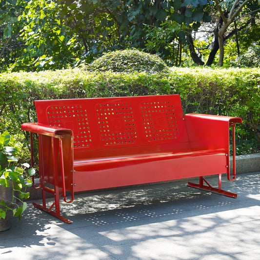 Bates Outdoor Metal Sofa Glider Red