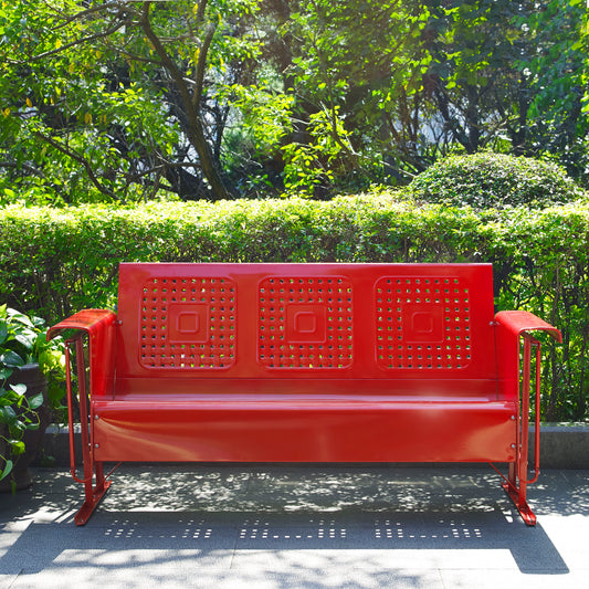 Bates Outdoor Metal Sofa Glider Red