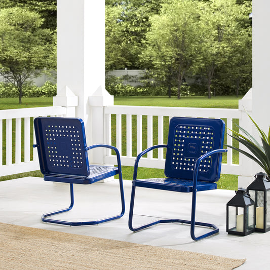 Bates 2Pc Outdoor Metal Chair Set Navy - 2 Armchairs