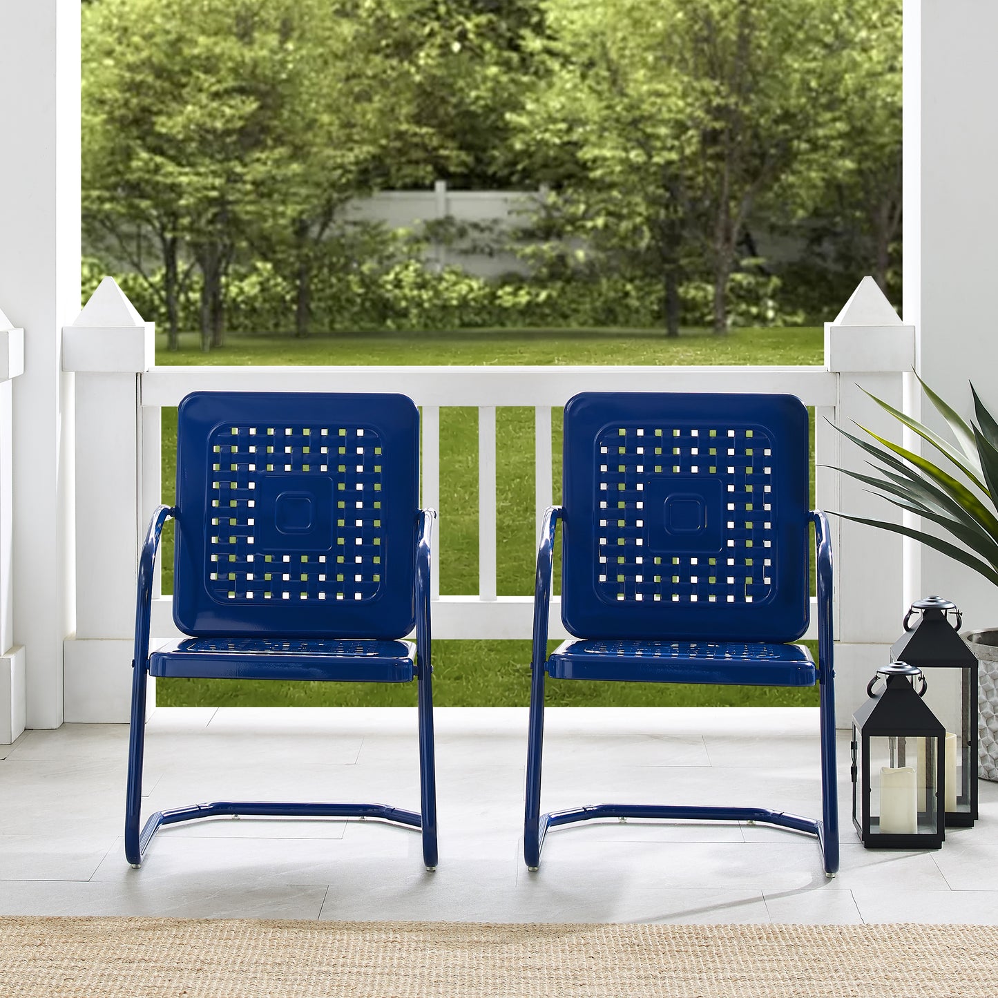 Bates 2Pc Outdoor Metal Chair Set Navy - 2 Armchairs