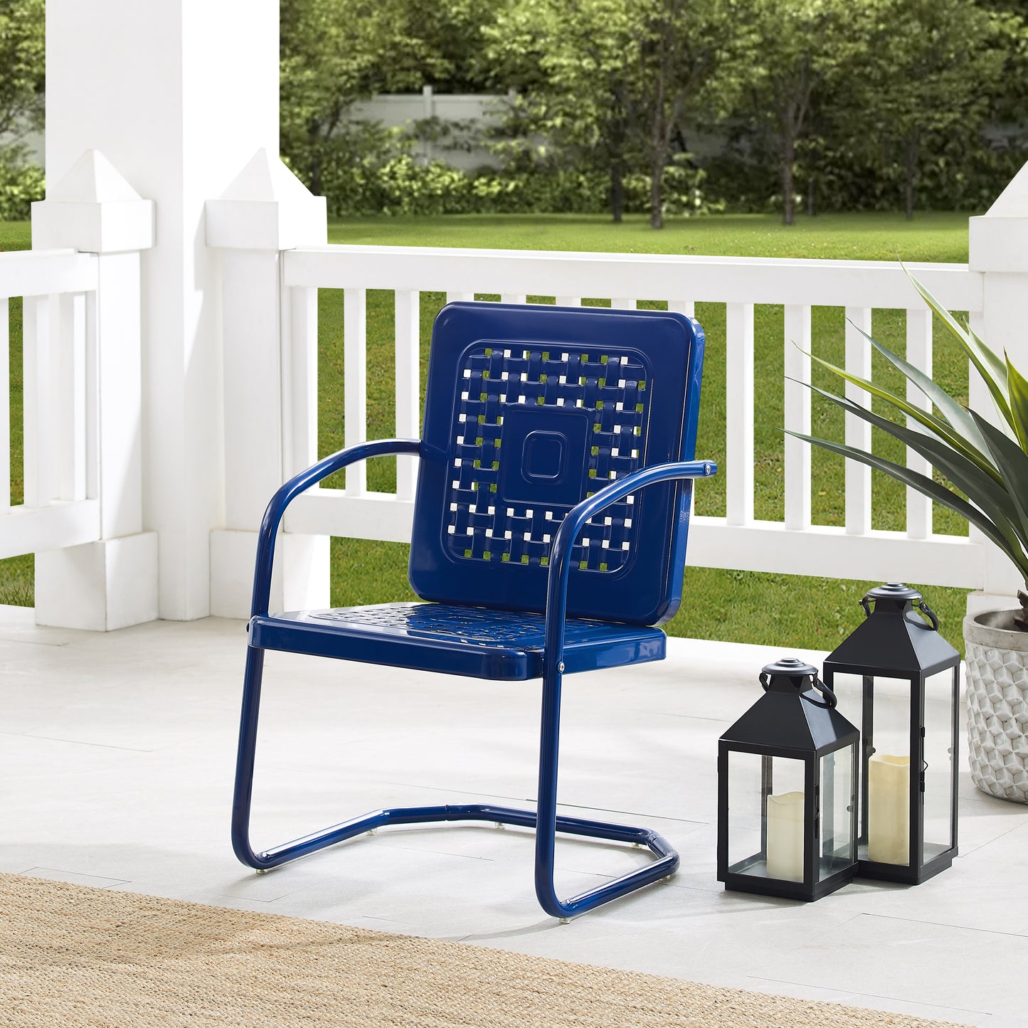 Bates 2Pc Outdoor Metal Chair Set Navy - 2 Armchairs