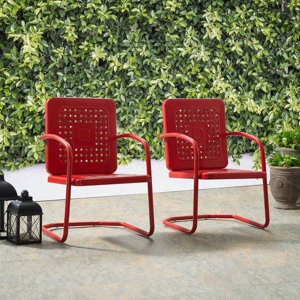 Bates 2Pc Outdoor Metal Armchair Set Red - 2 Armchairs