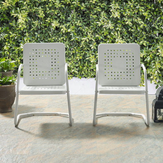 Bates 2Pc Outdoor Metal Armchair Set White - 2 Armchairs