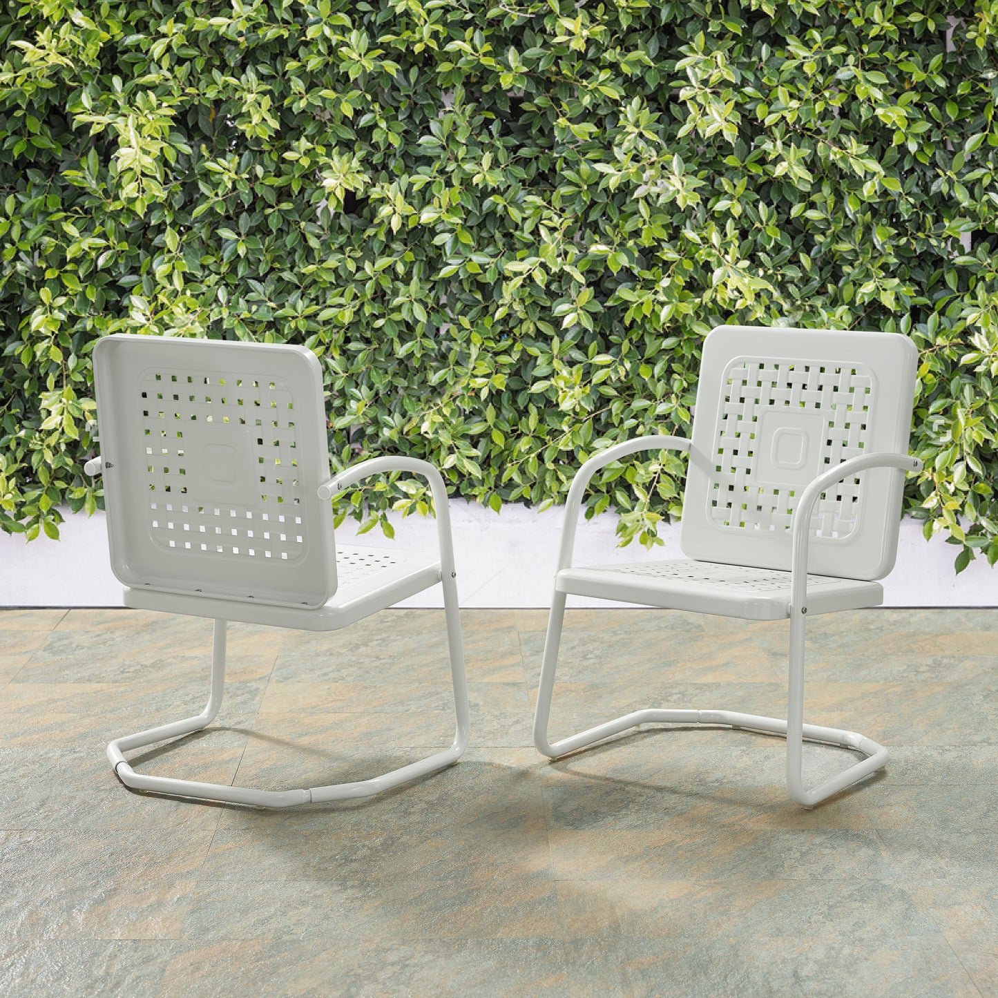 Bates 2Pc Outdoor Metal Armchair Set White - 2 Armchairs