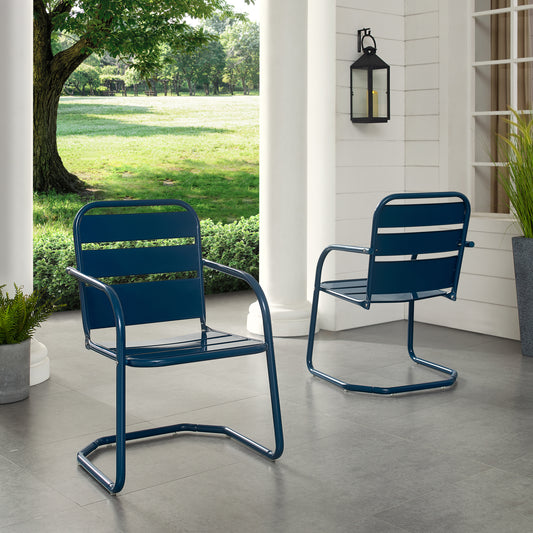 Brighton 2Pc Outdoor Metal Armchair Set Navy - 2 Chairs