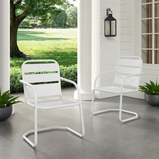 Brighton 2Pc Outdoor Metal Armchair Set White - 2 Chairs