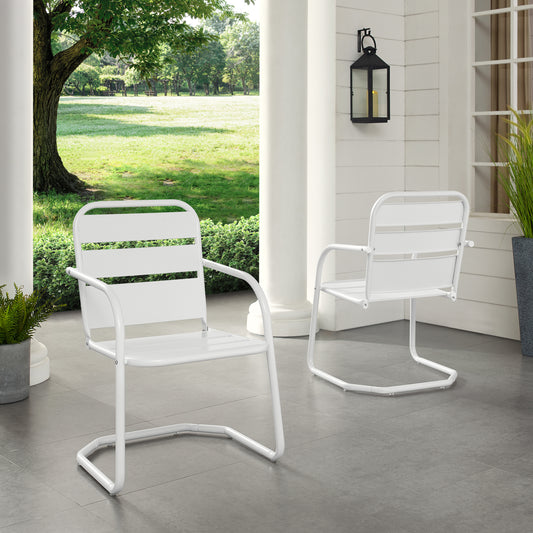 Brighton 2Pc Outdoor Metal Armchair Set White - 2 Chairs