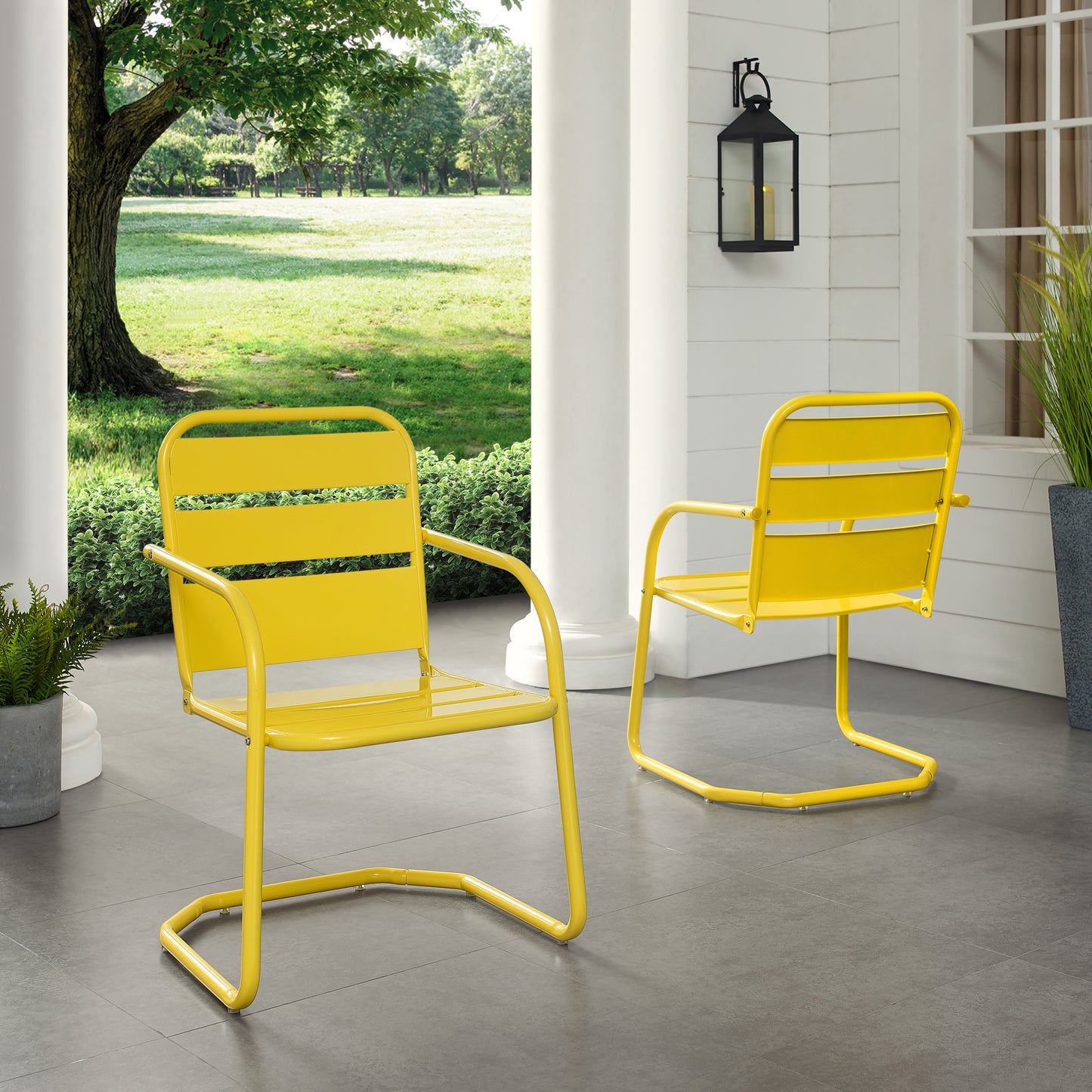 Brighton 2Pc Outdoor Metal Armchair Set Yellow - 2 Chairs