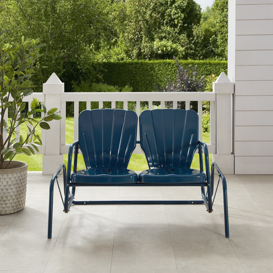 Ridgeland Outdoor Metal Loveseat Glider Navy Gloss