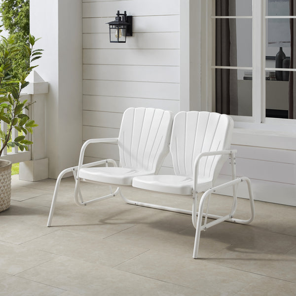 Ridgeland Outdoor Metal Loveseat Glider White Gloss