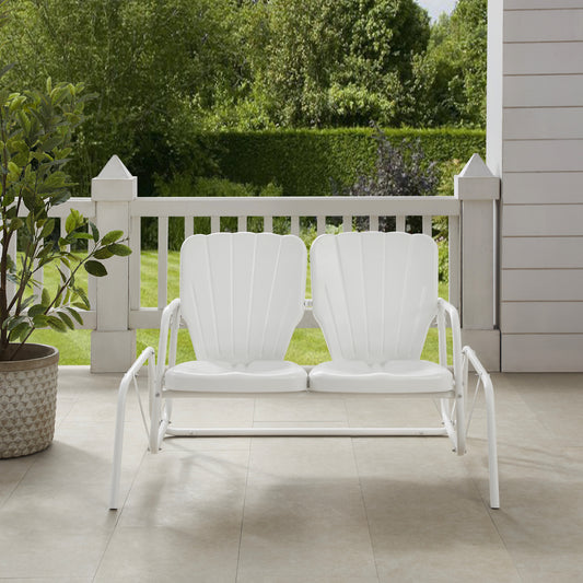 Ridgeland Outdoor Metal Loveseat Glider White Gloss