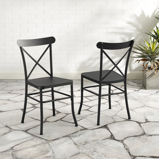 Astrid 2Pc Indoor/Outdoor Metal Dining Chair Set Matte Black - 2 Chairs