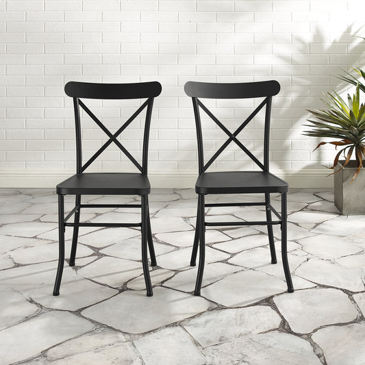 Astrid 2Pc Indoor/Outdoor Metal Dining Chair Set Matte Black - 2 Chairs