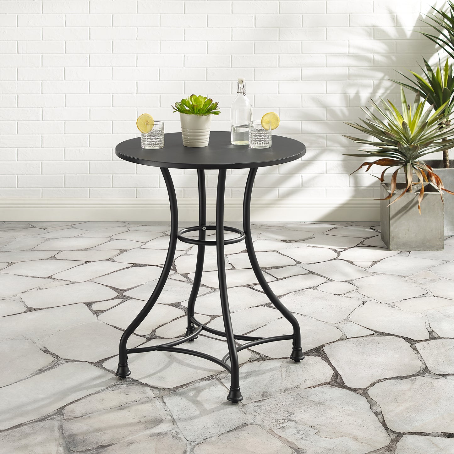 Astrid Indoor/Outdoor Metal Bistro Table Matte Black